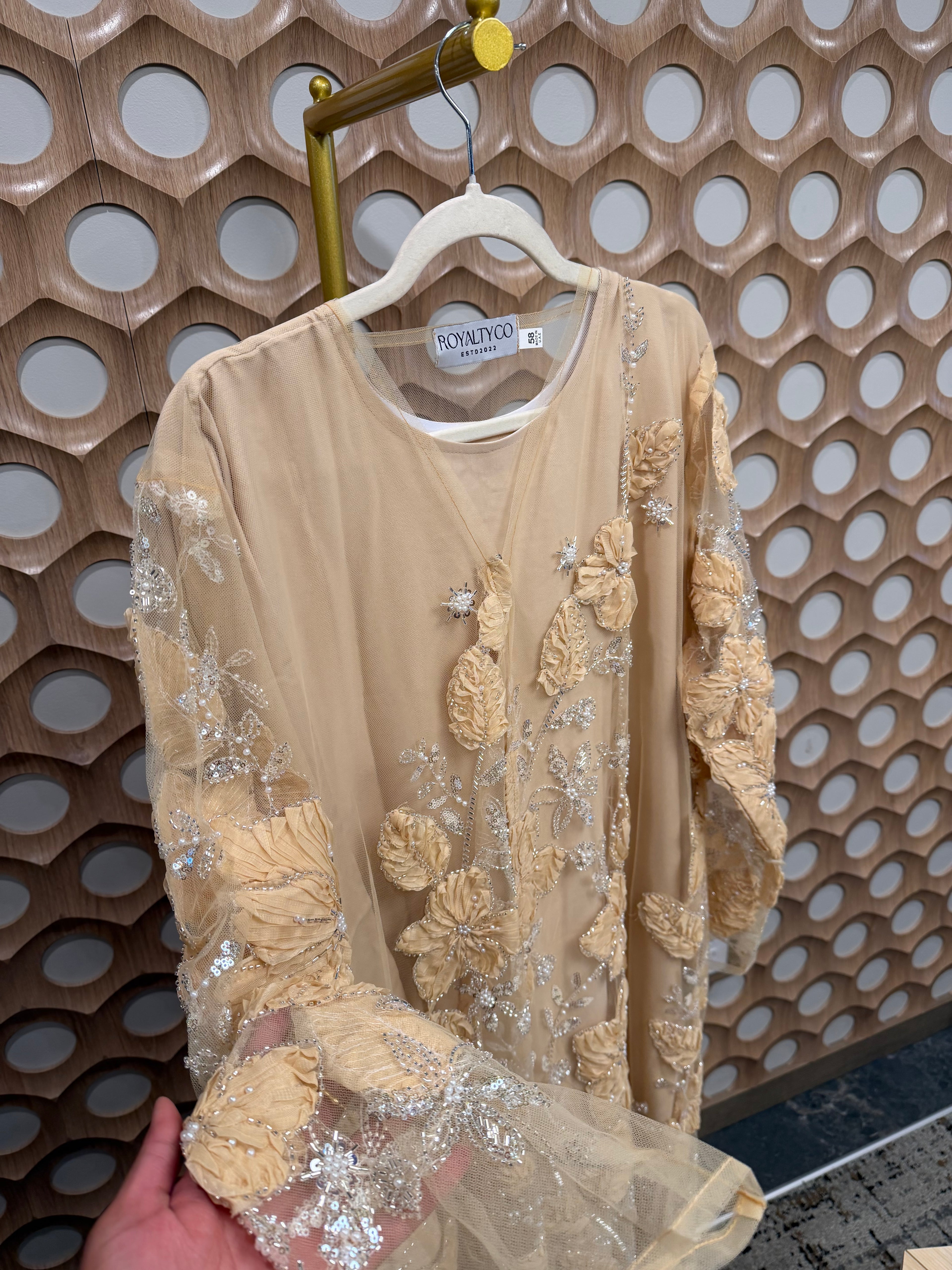 Golden Petal Open Abaya
