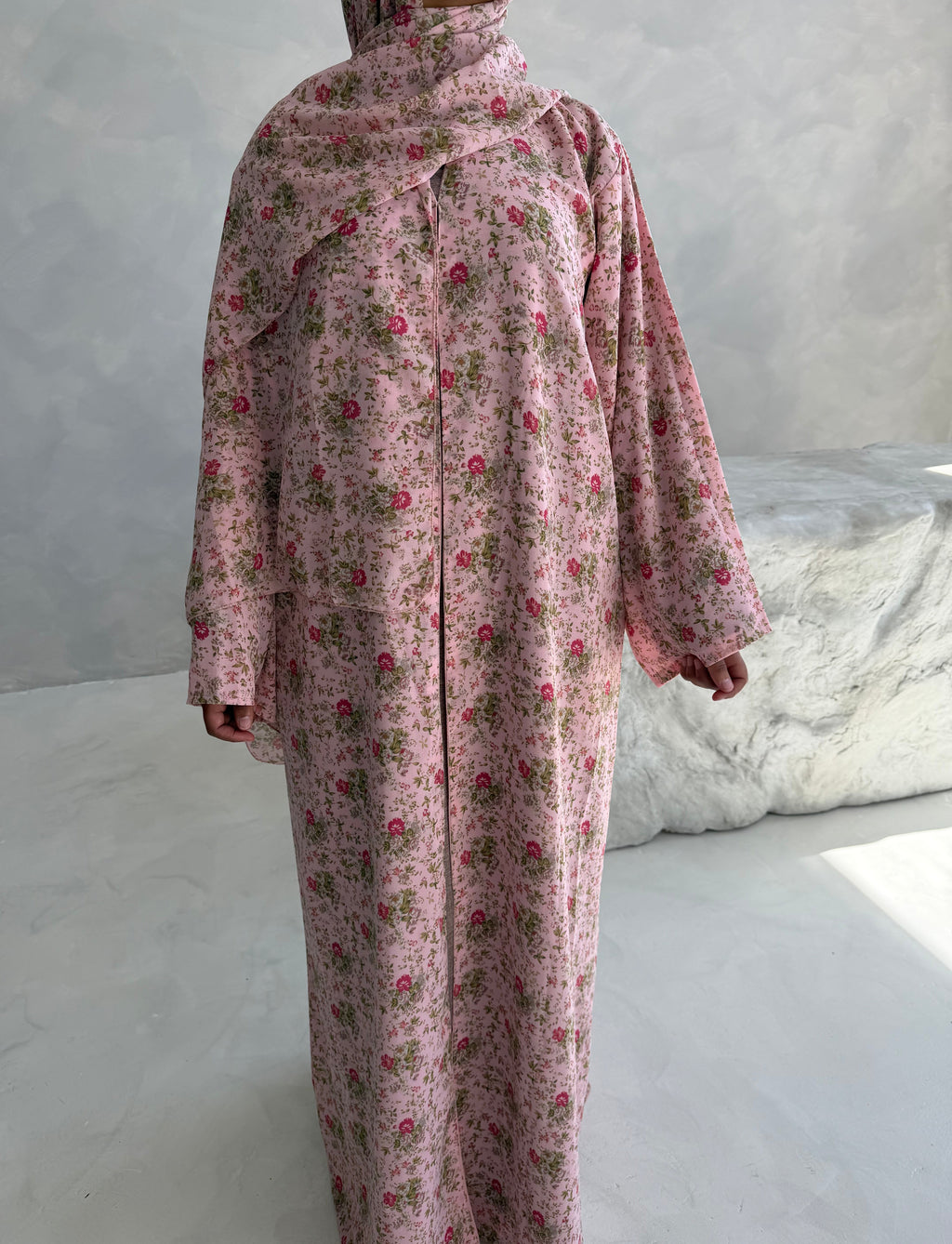 Sky Pink Open Abaya