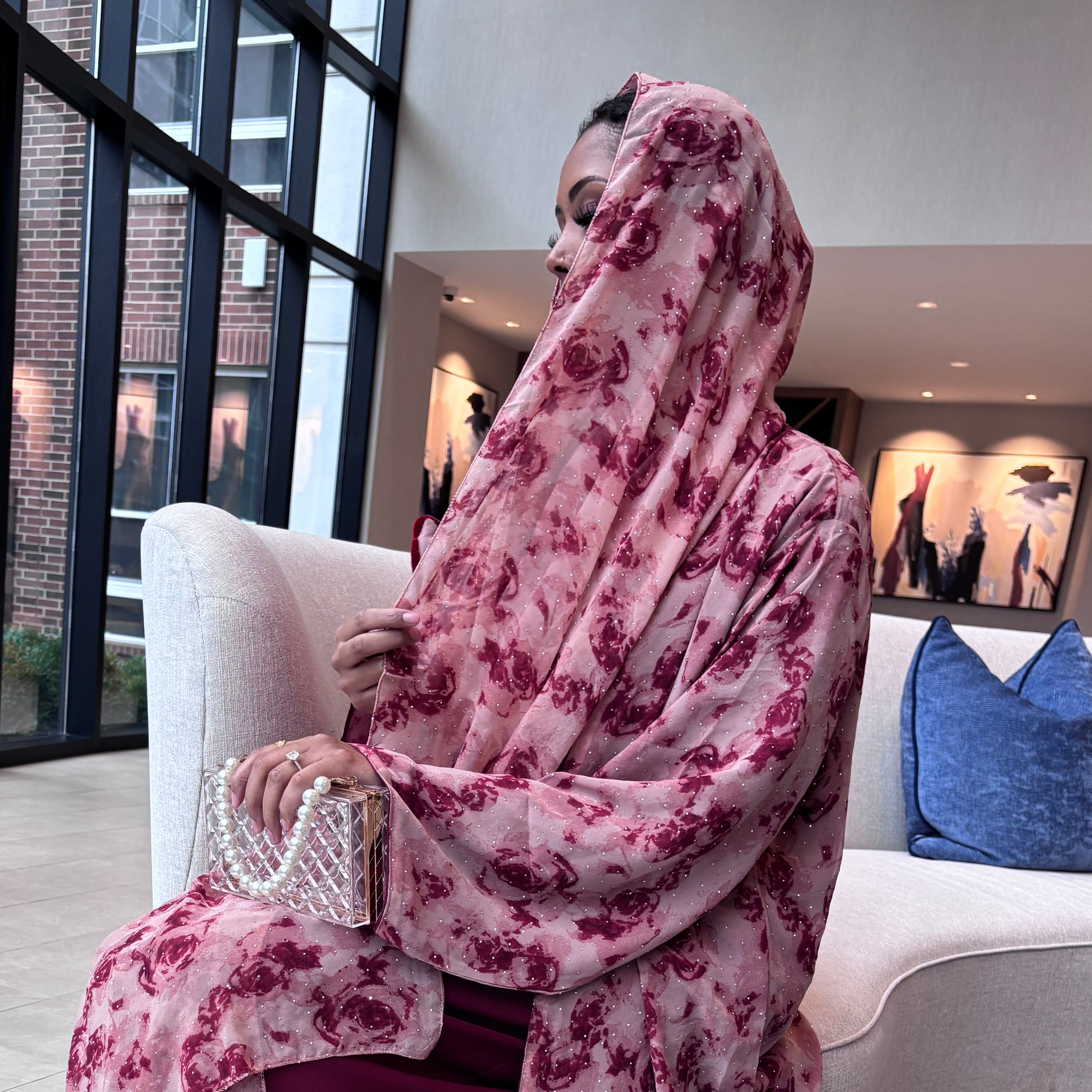 Rosy Red Closed Abaya