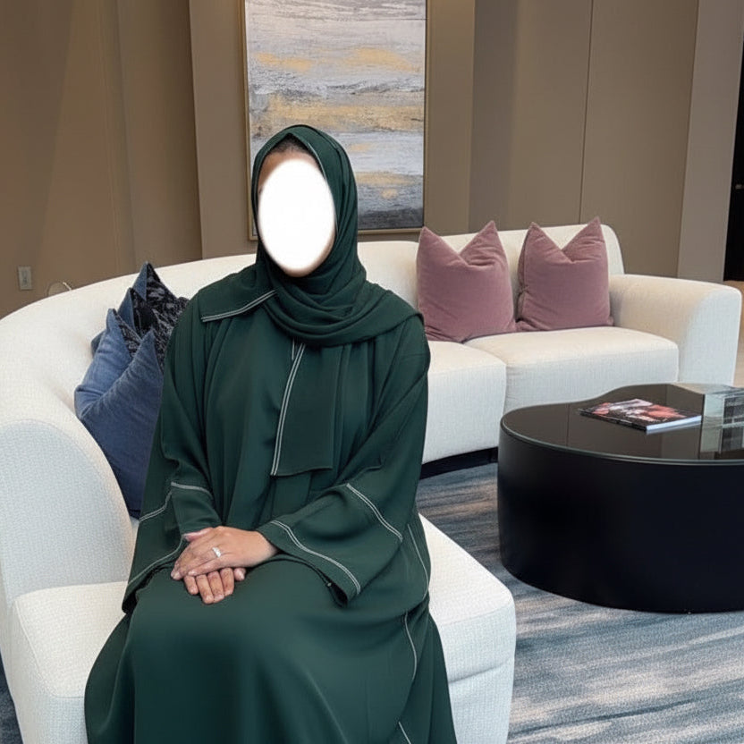 Stitched Closed Dark green Abaya