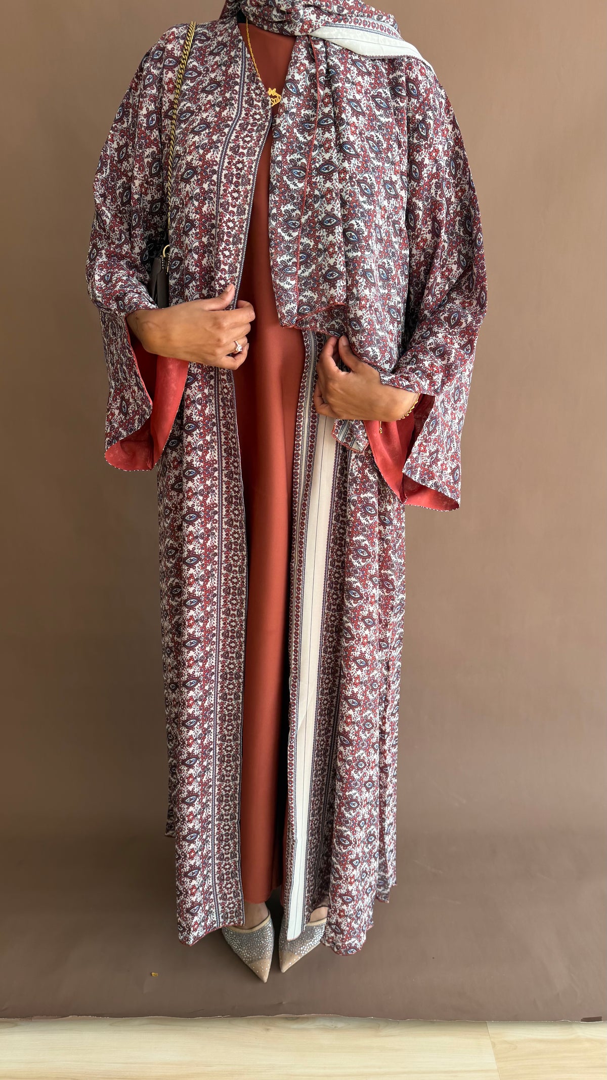 Sandy orange open abaya