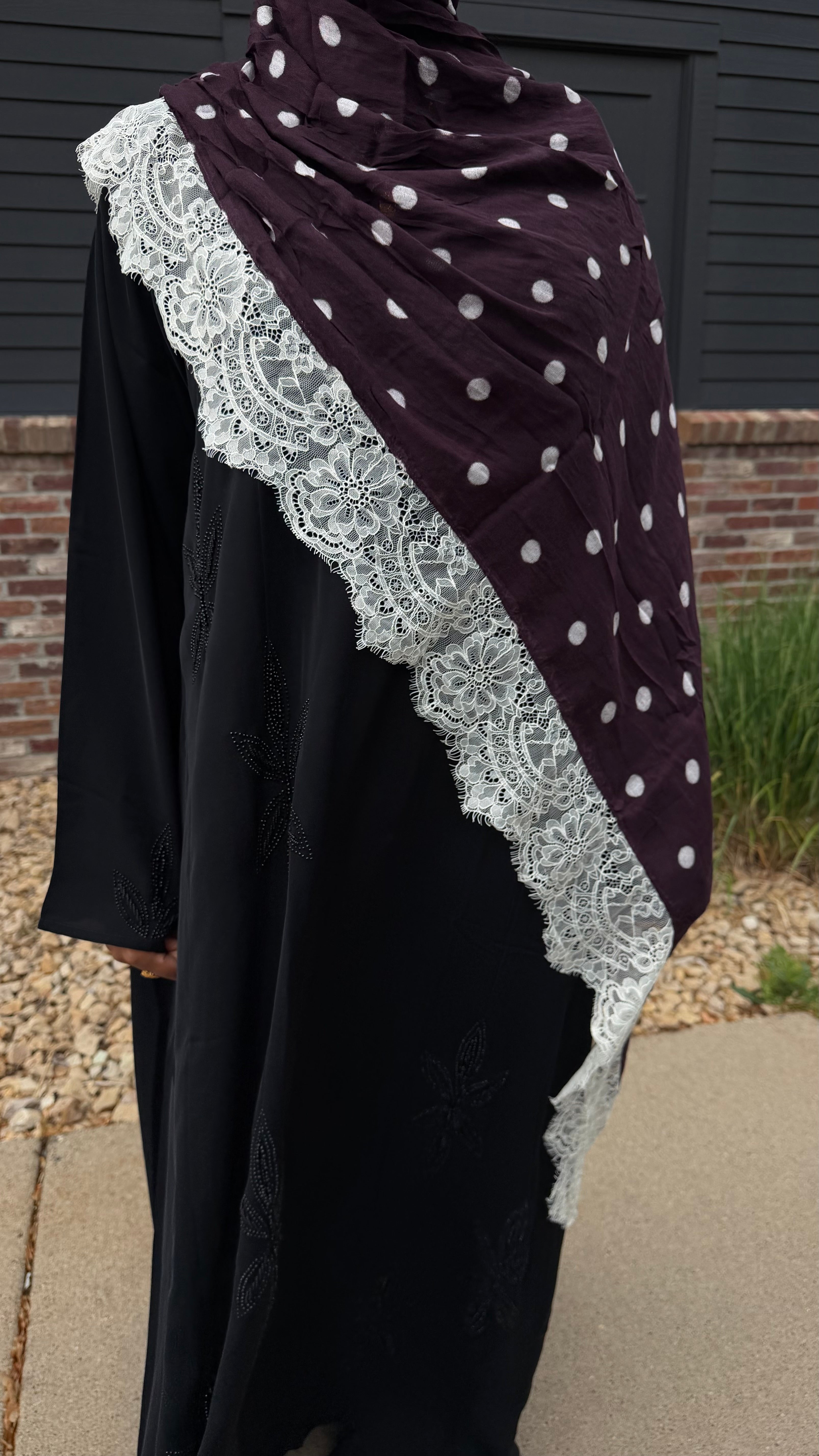 Brown polkadot lace
