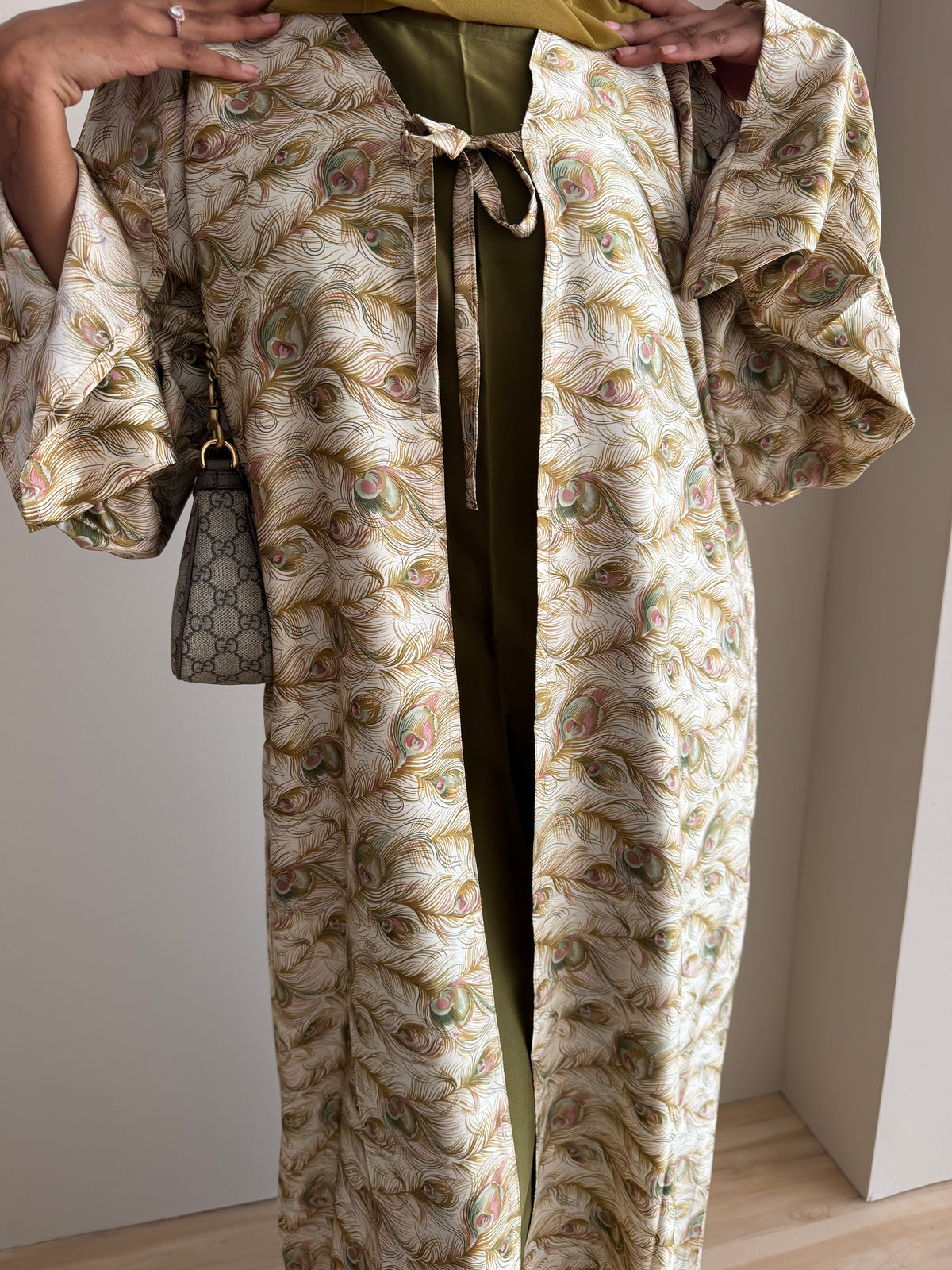 Silky Peacock open abaya