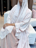 Pale pink threaded abaya