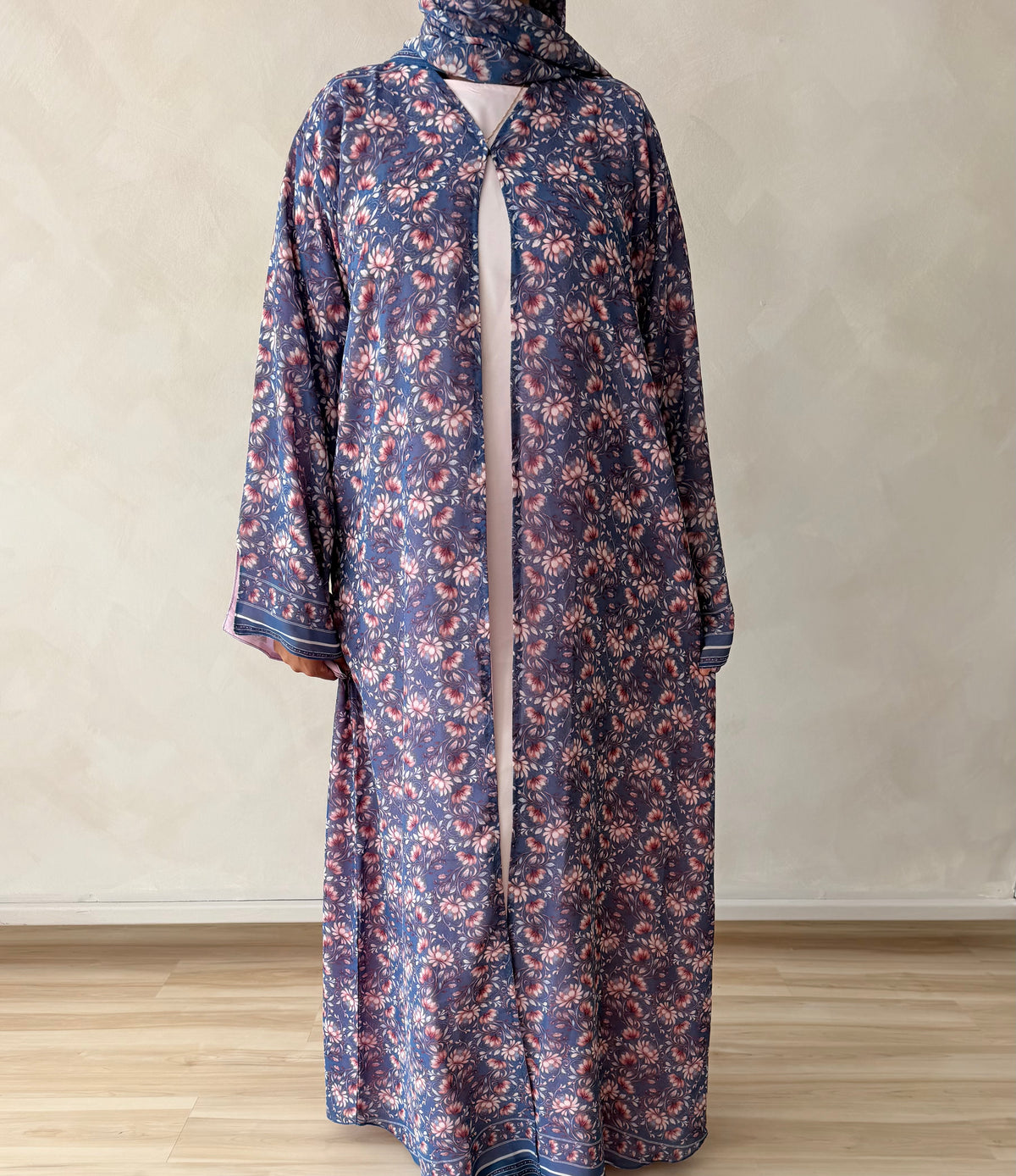 Blue silhouette open Abaya￼