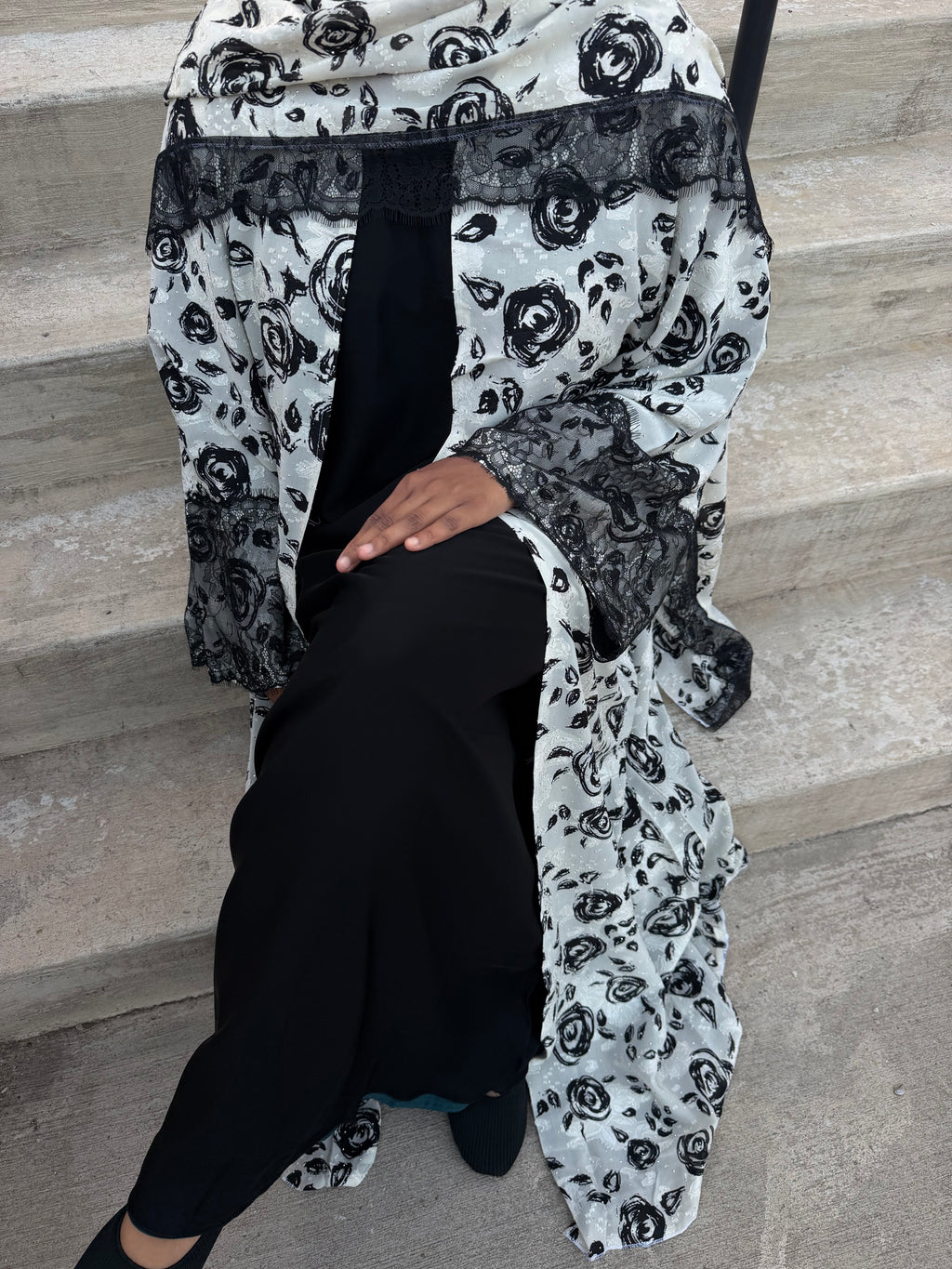 Dark night open abaya