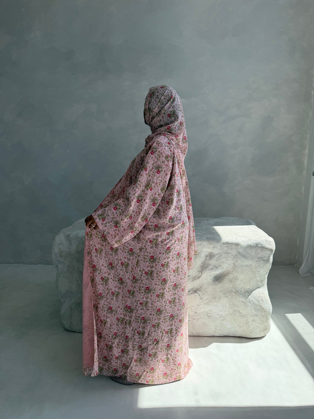 Sky Pink Open Abaya