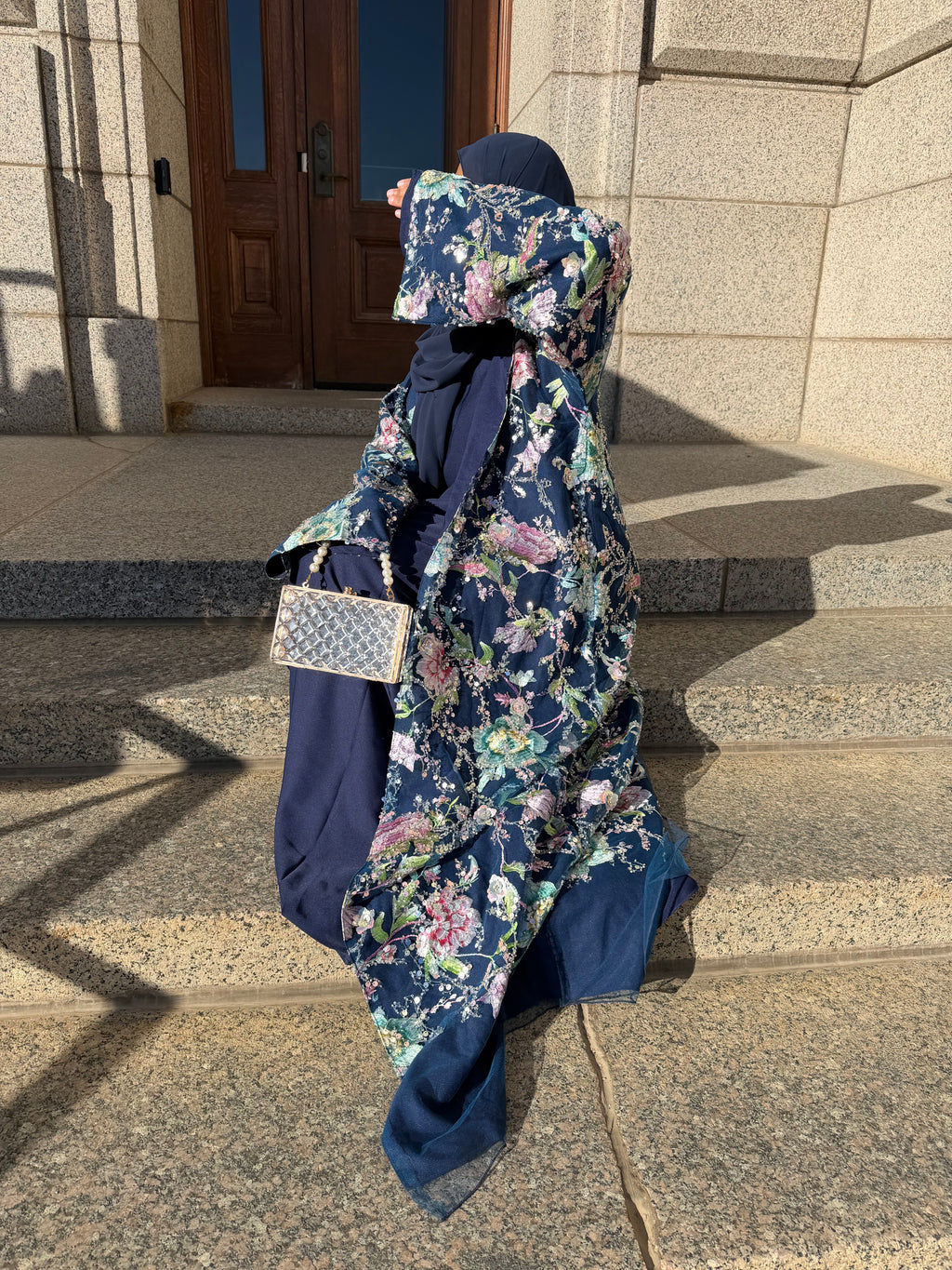 Navy Sorée Open Abaya