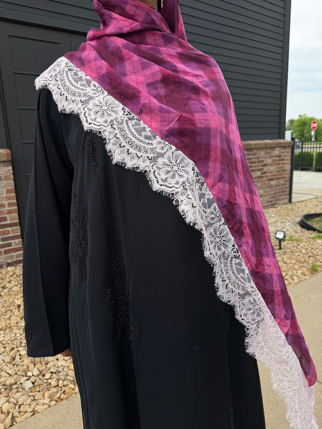 Pink stripes lace