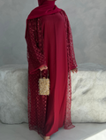Ruby Red Open Abaya