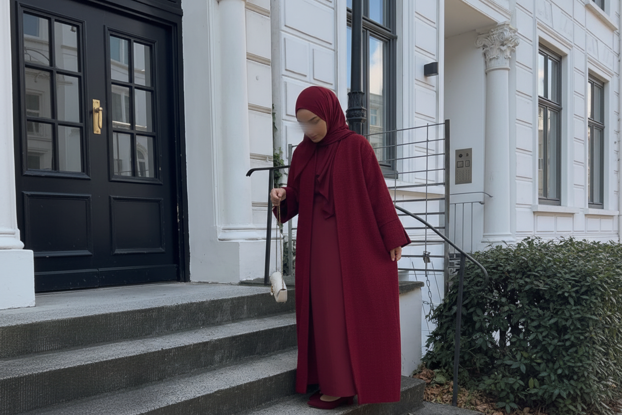 Cherry pop abaya coat