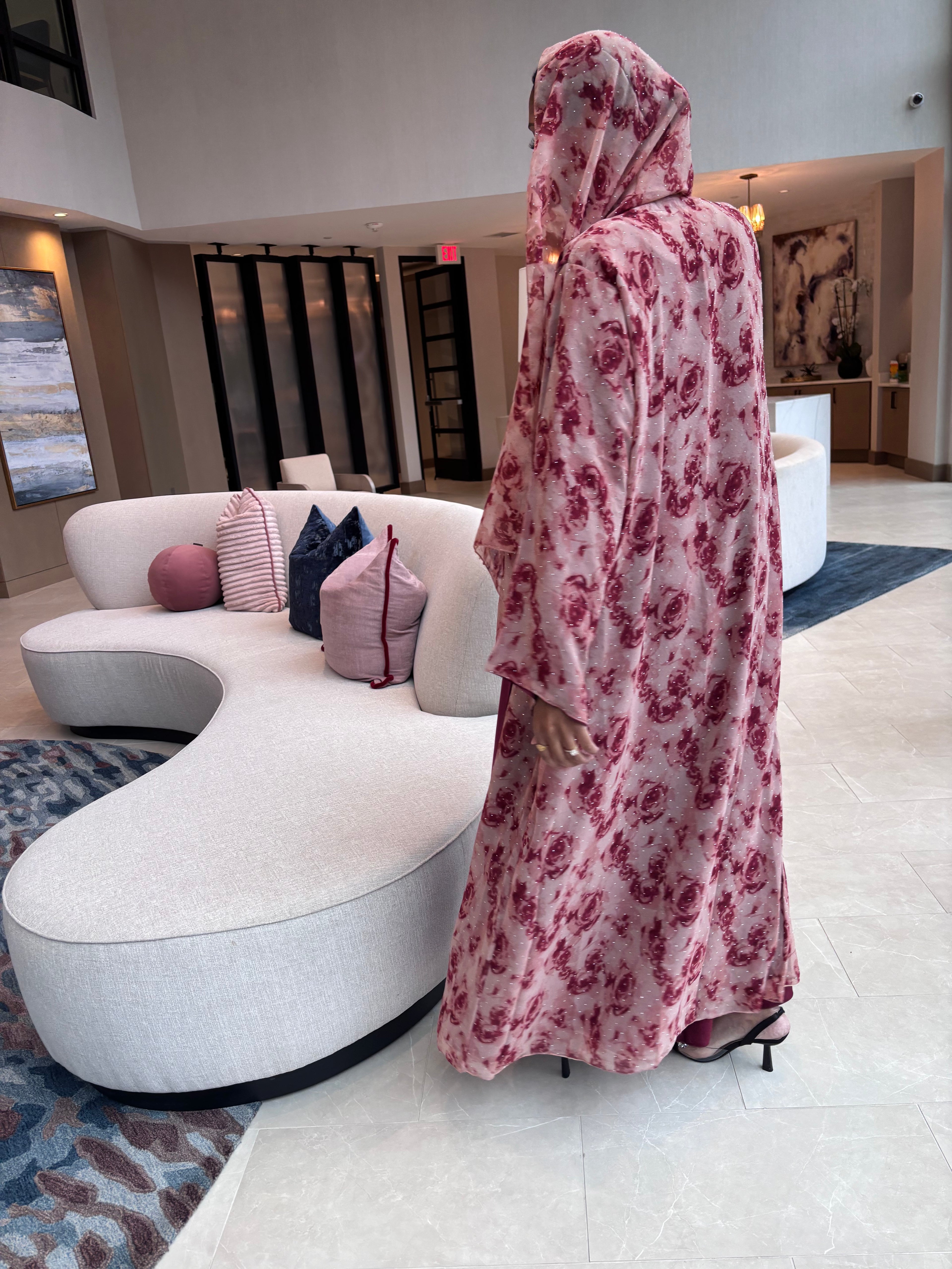 Rosy Red Closed Abaya