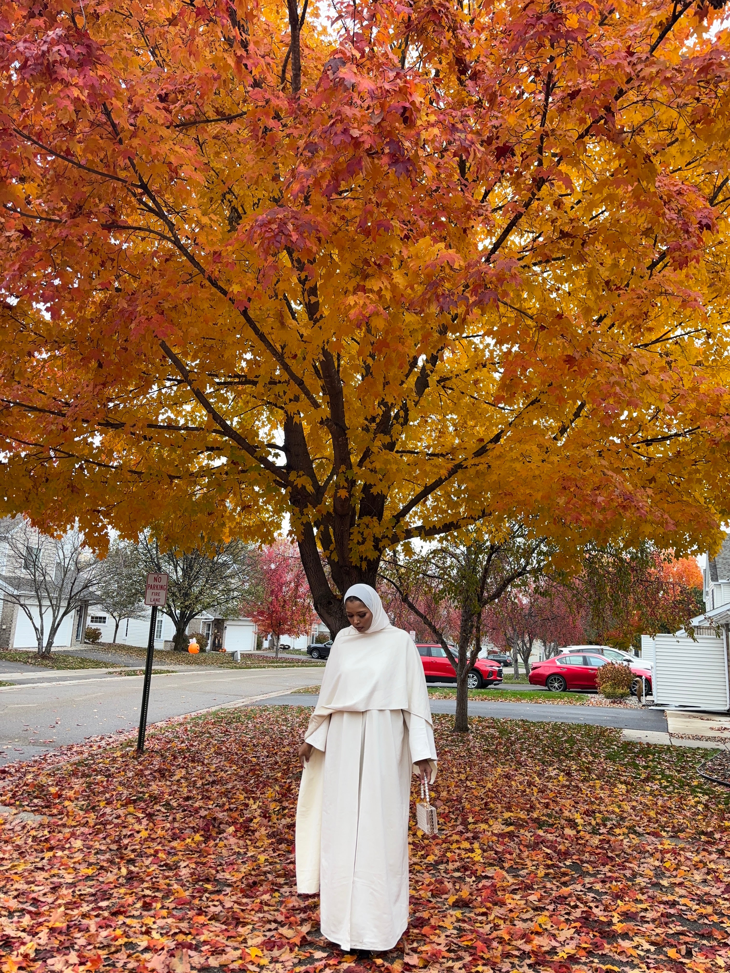 Cream Drapes Coat Open Abaya