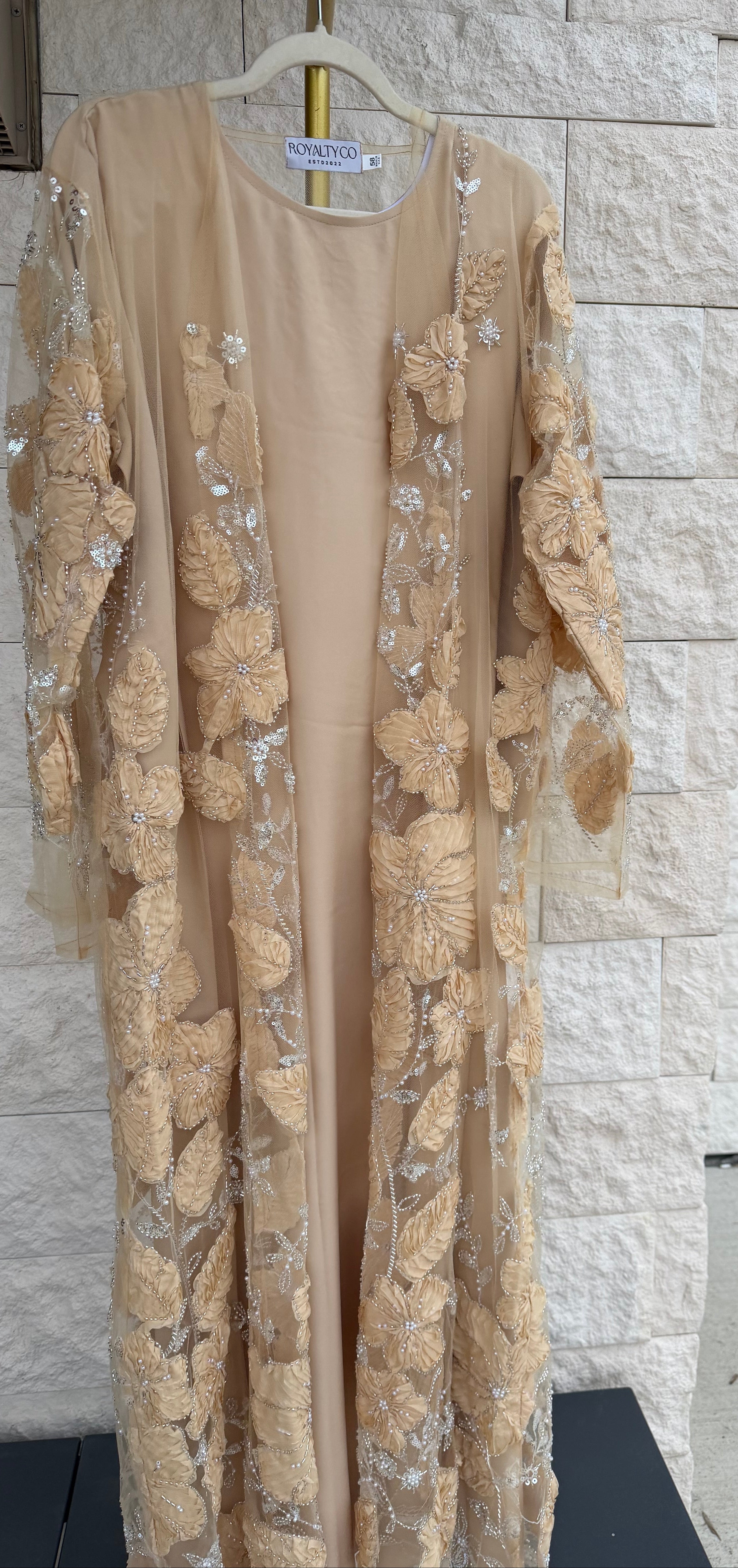 Golden Petal Open Abaya