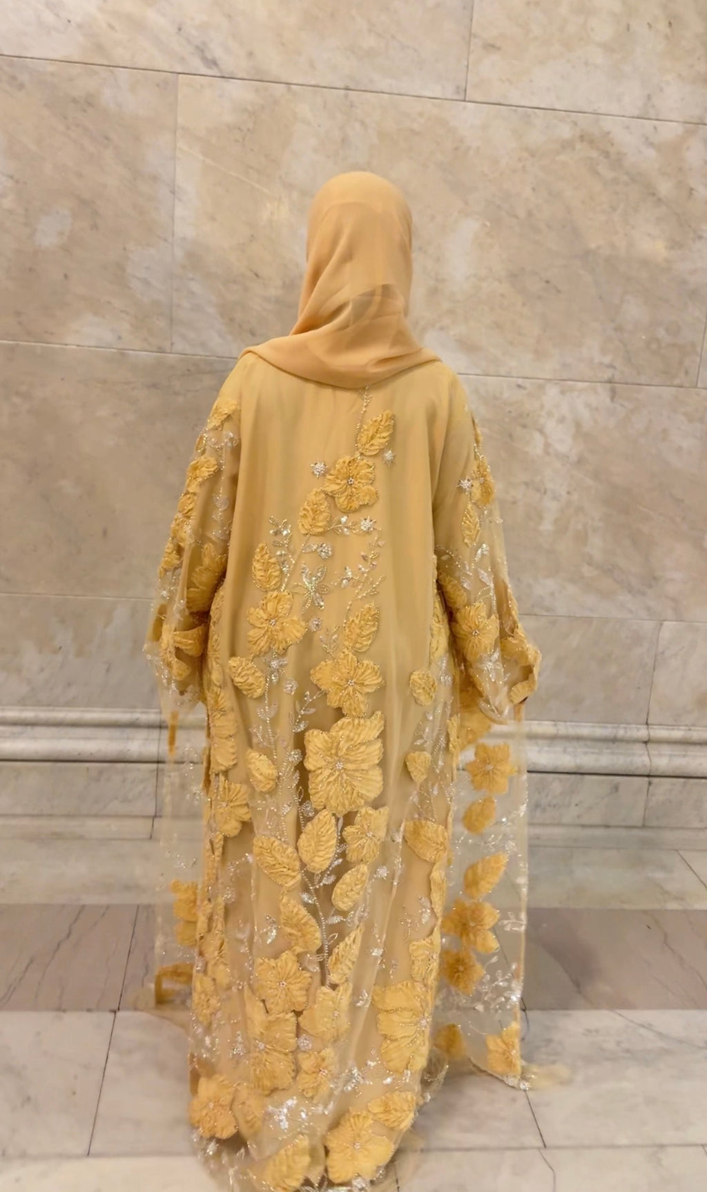 Golden Petal Open Abaya