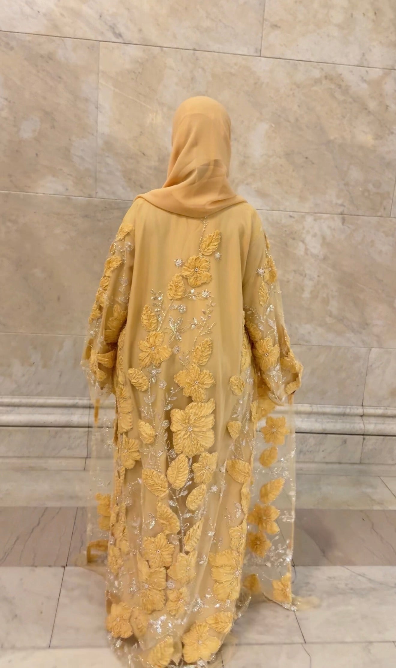 Golden Petal Open Abaya