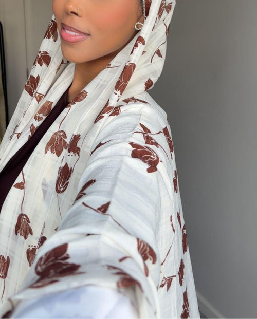 Brown Tulips Open Abaya